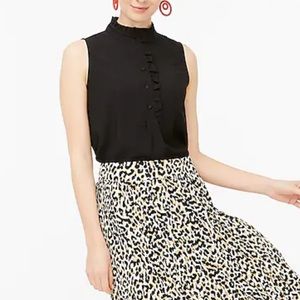 Ruffle-trim Crepe Sleeveless Blouse